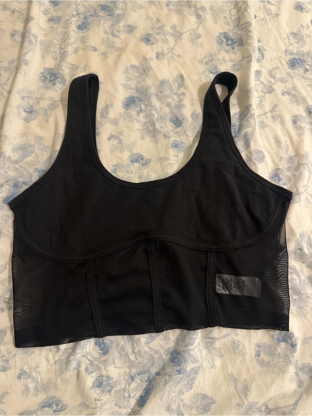 Aeropostale Black Mesh-Panel Crop Tank